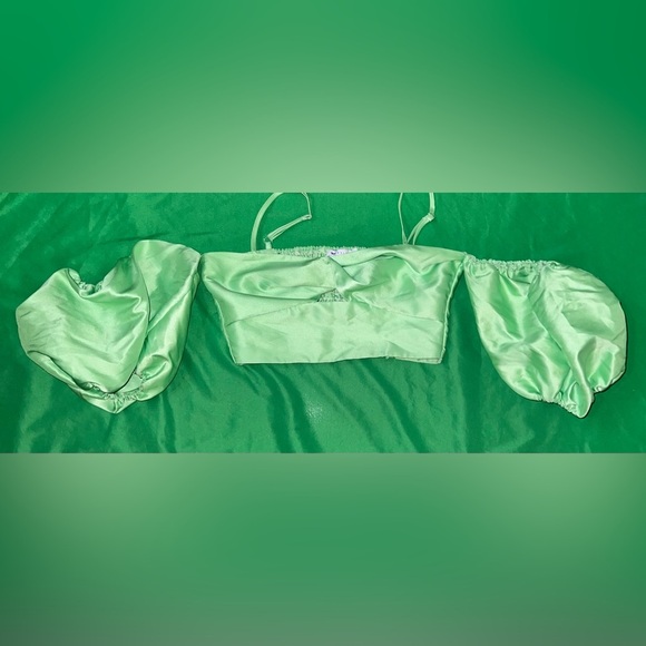 ASOS Lime Satin Cropped Top size 4 - Picture 2 of 9